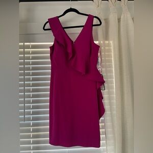 Women’s Fuchsia Ruffle V-Neck Dress